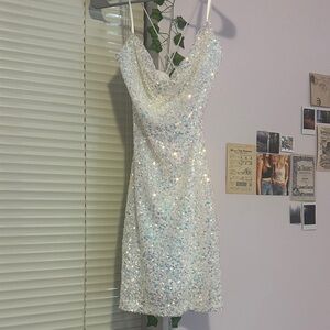 Windsor Sparkling White Sequin Mini Dress